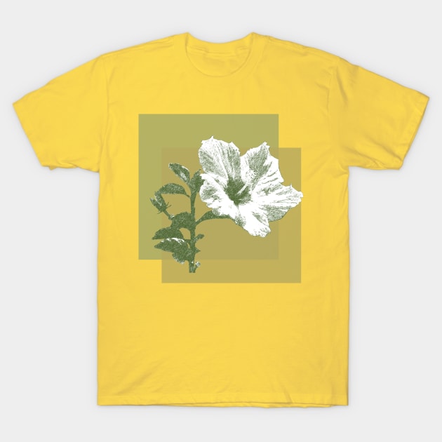 white hibiscus on yellow frame T-Shirt by Alina